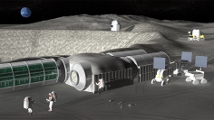 月での有人拠点建設の想像図（写真：JAXAの発表資料）