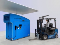 今回新たにトヨタが元町工場に導入した小型水素ステーション「SimpleFuel」、概ね1日あたり燃料電池フォークリフト7台~8台分の水素が充填できる