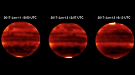 すばる望遠鏡に搭載されたCOMICSが明らかにした木星の赤外線画像 （c） 国立天文台／NASA/JPL-Caltech