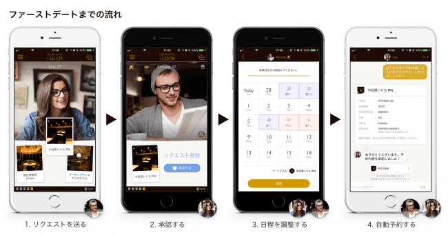アプリ「 Dine」の画面イメージ。