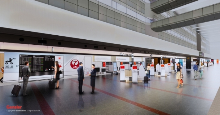 羽田空港出発ロビーのイメージ。(画像: 日本航空の発表資料より)