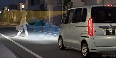 N-BOX  Honda SENSING　衝突軽減ブレーキ（画像：本田技研工業発表資料より）