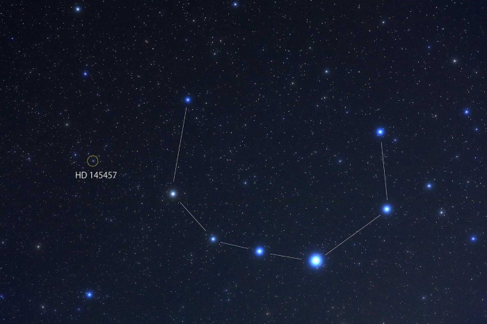 日本から名称を提案した系外惑星系の星野写真（c) 大西浩次