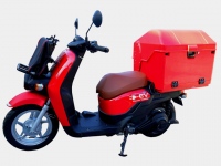 郵便配達に新型車両、新宿・日本橋・渋谷・上野郵便局の4局から使用を開始するホンダ製電動二輪車「BENLY e:」、バッテリーは着脱式「Honda Mobile Power Pack」だ