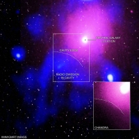 巨大爆発の痕跡。(c) X-ray: Chandra: NASA/CXC/NRL/S. Giacintucci, et al., XMM-Newton: ESA/XMM-Newton; Radio: NCRA/TIFR/GMRT; Infrared: 2MASS/UMass/IPAC-Caltech/NASA/NSF