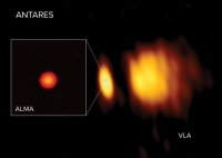 アルマ望遠鏡とVLAで観測したアンタレスの電波画像 （c） ALMA （ESO/NAOJ/NRAO）, E. O’Gorman; NRAO/AUI/NSF, S. Dagnello