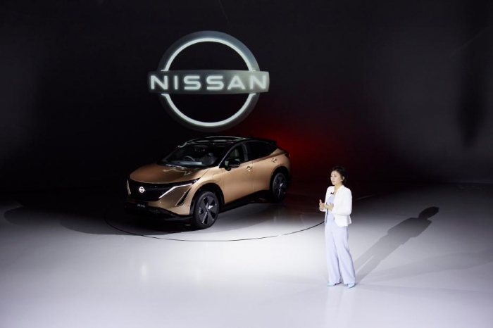 日産・アリアの発表。（画像: 日産自動車の発表資料より）