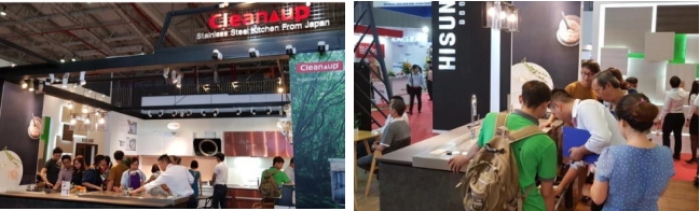 クリナップ＜７９５５＞（東１）は、ベトナムでの認知向上と販売強化を目的に、現地販売店ニャブイ（ＮＨＡＶＵＩ）社とタイアップし、ベトナム最大級の建築系展示会「ベトビルド（ＶＩＥＴＢＵＩＬＤ）２０２０」に、初出展した。