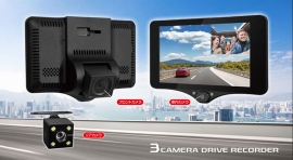 ゲオ限定の3カメラタイプドライブレコーダー（画像: ゲオ発表資料より）