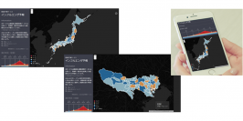 感染症予報サービス画面と使用イメージ（画像：日立社会情報サービス発表資料より）