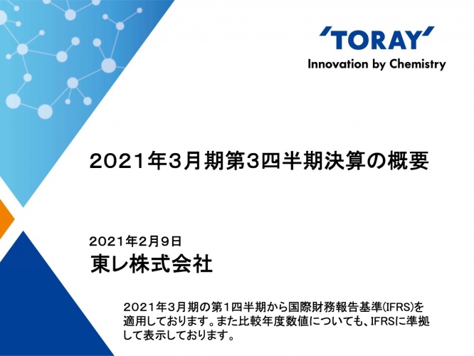 東レ、コロナ影響による販売量・生産量の減少を主因に3Q累計の事業利益は前年比35.7%減　