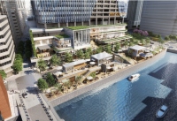 八重洲一丁目北地区再開発の日本橋川沿い低層部イメージ（東京建物発表資料より）