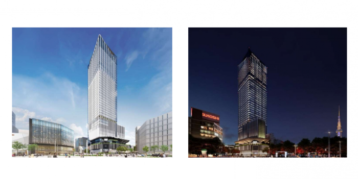 錦三丁目計画の外観イメージ（三菱地所など発表資料より）