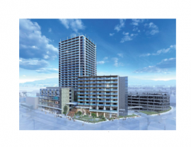 三島駅南口再開発の完成イメージ（ミサワホームなど発表資料より）