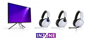 ゲーミングモニター『INZONE M9』（左）とゲーミングヘッドセット『INZONE H9』『INZONE H7』『INZONE H3』（画像: ソニーの発表資料より）