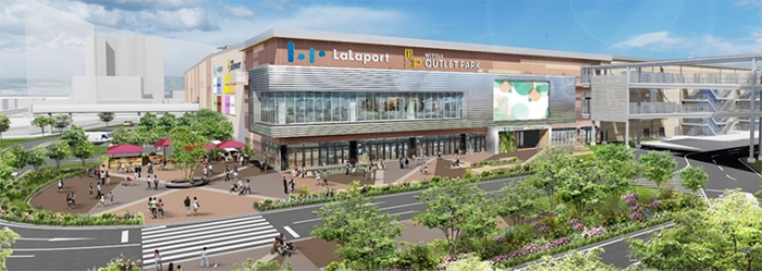 ららぽーととアウトレットパーク複合型商業施設の外観イメージ（三井不動産発表資料より）