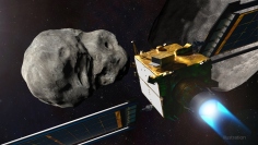 小惑星ディモルフォスに衝突する前のDARTのイメージ。 (c) NASA/Johns Hopkins APL/Steve Gribben