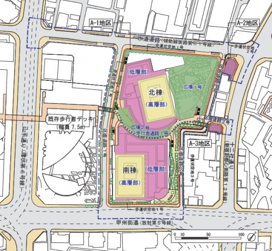 開発事業予定区域の敷地配置図