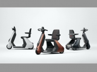 自重約2.5kgの着脱式リチウムイオン電池パワーでインホイールモーターの10インチのノーパンクタイヤの後輪を駆動し、最大12km強の構造可能　電池の充電はフル充電まで2.5時間と比較的短い