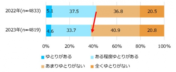 現在経済的なゆとりがあるかの問いと答え（画像: マイナビの発表資料より）