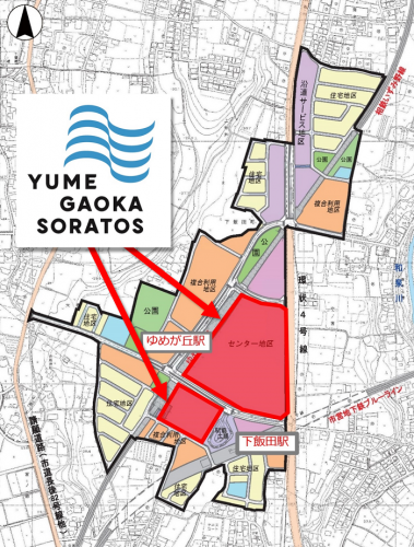 「ゆめが丘ソラトス」の位置図。赤色部分が所在地。
