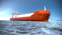 日本郵船がノルウェーのクヌッツェン・グループと設立した合弁会社で運行を目指す液化CO2輸送船のイメージ。（画像: 日本郵船の発表資料より）