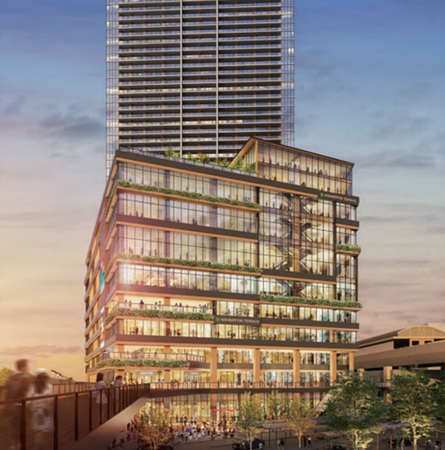 西日暮里駅前地区再開発の完成イメージ（東急不動産の発表資料より）