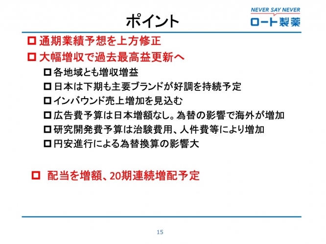 ロート製薬、コロナ後の需要を的確に捉え大幅な増収増益　通期業績予想を上方修正、配当も年間27円に増配予定