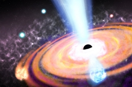 宇宙初期の超大質量ブラックホールによって生成された磁場の図 (c) ROBERTO MOLAR CANDANOSA / JHU