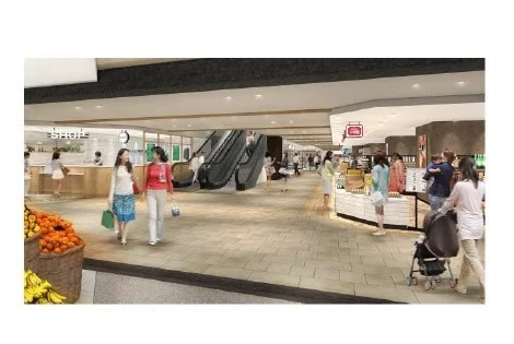 東京側地下1階エスカレーター付近イメージ（ジェイアール東日本都市開発発表資料より）