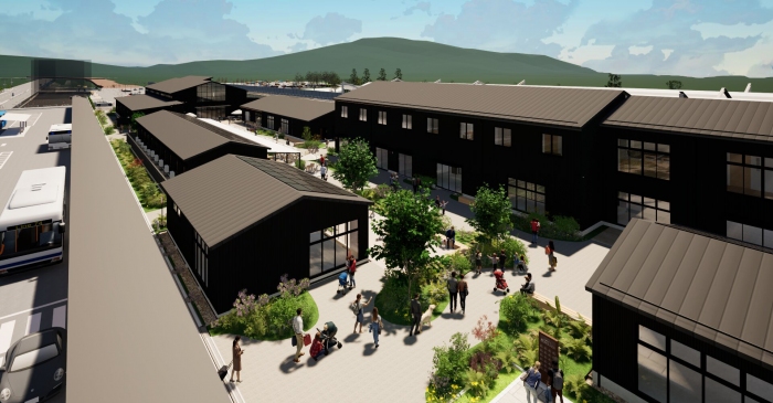 軽井沢駅北口複合施設の完成イメージ（カルチュア・コンビニエンス・クラブ発表資料より）