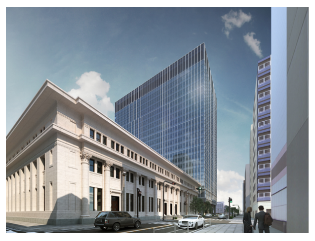 複合施設の完成イメージ（日本郵船発表資料より）