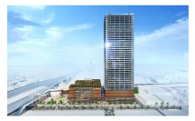 門真駅前再開発の完成イメージ（前田建設工業発表資料より）