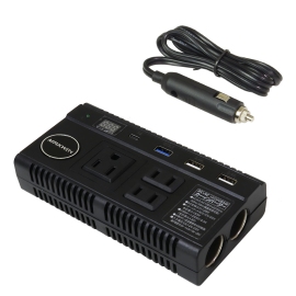 ACコンセント/シガーソケット/USB-A/USB-Cを含む9ポート対応可能なカーインバーター(画像:昌騰発表資料より) ACコンセント/シガーソケット/USB-A/USB-Cを含む9ポート対応可能なカーインバーター(画像:昌騰発表資料より)