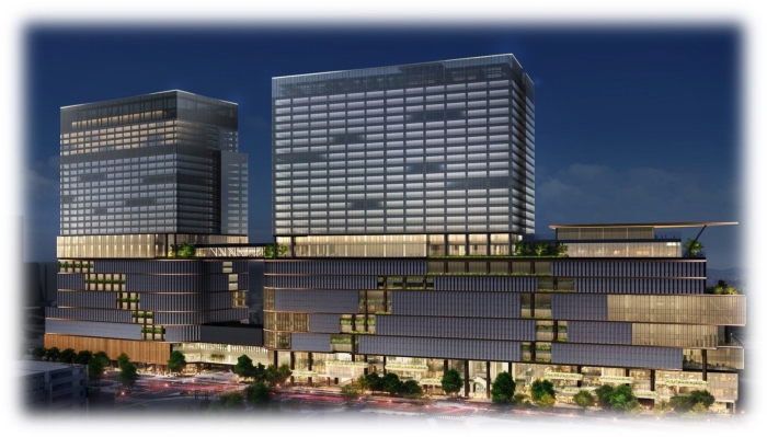 名古屋駅地区再開発の完成イメージ（名鉄など発表資料より）(c) 株式会社日建設計・SKIDMORE, OWINGS ＆ MERRILL LLP