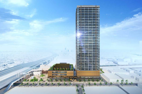 門真市駅前再開発の完成イメージ（再開発準備組合発表資料より）