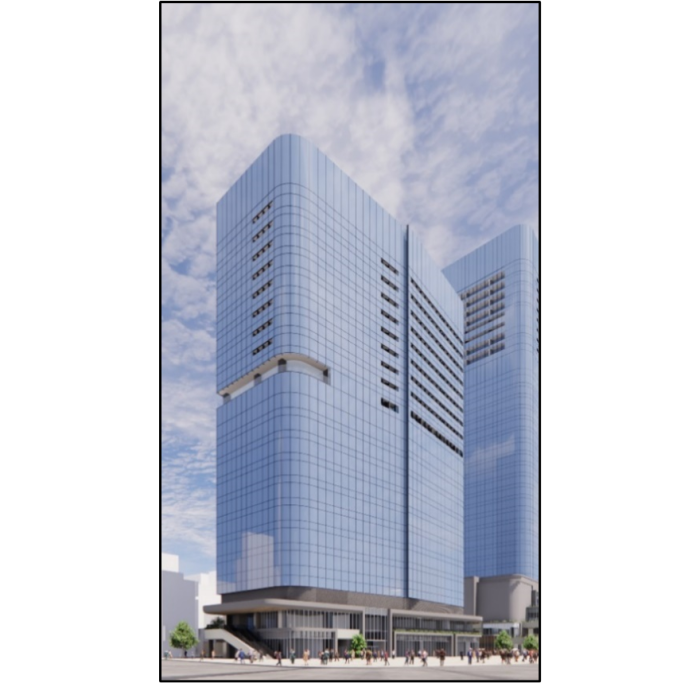 関内駅前北口地区再開発の完成イメージ（三菱地所発表資料より）