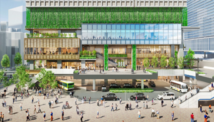 交通広場・駅前デッキ広場断面イメージ