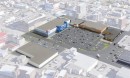 現在建設中の商業施設と「にぎわい施設」の完成イメージ