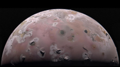 The north polar region of Jupiter’s volcanic moon Io was captured by NASA’s Juno during the spacecraft’s 57th close pass of the gas giant on Dec. 30, 2023. Data from that flyby and one on Feb. 3, 2024, is helping scientists understand Io’s interior. (Gerald Eichstädt/Nasa.gov)