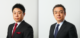写真左：代表取締役会長　高木 純　右：代表取締役社長　菱木 信介
