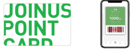 「ジョイナスポイントカード」（左・イメージ）と アプリ内の「ジョイナスポイントカード」（右・イメージ）