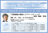 《医療機関経営者必見！》　『予防医療の新型エリアマーケティング～地域・職域・学域』　講師：西根 英一先生　2022年6月12日(日)10:00～12:00 Zoom live配信