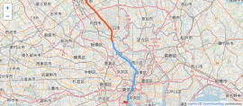シェイプAPI利用イメージ（JR宇都宮線-JR京浜東北線-ドコモ・バイクシェアを利用する経路）