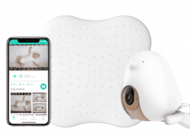 写真左からCuboAiスマートフォンアプリ、CuboAiベビーセンサーパッド、CuboAiスマートベビーモニター 写真左からCuboAiスマートフォンアプリ、CuboAiベビーセンサーパッド、CuboAiスマートベビーモニター