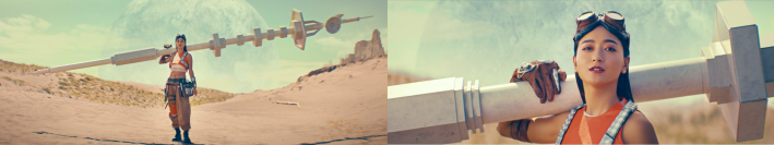 みちょぱの美腹筋に注目！初のヘソロゴCM公開　全長6mの巨大アンテナを担ぐ新ヒロイン！？荒れた荒野に突如として現れた救世主　「まぁ、やるだけっしょ。世界を変えるために。」