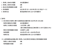 自己株式の取得状況（途中経過）に関するお知らせ～会社法第165条第2項の規定による定款の定めに基づく自己株式の取得～