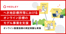 メドレー、へき地診療所等におけるオンライン診療のモデル事業を支援
山形県事業を昨年度に続きサポート、令和5年度は「Pharms」を活用したオンライン服薬指導の
実証実験も実施
