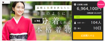 残り1週間！「Makuake」7月3日まで実施！10ヵ国で国際特許取得済！立体裁断＆立体縫製！洋服のように自分で素早く着られる本格着物