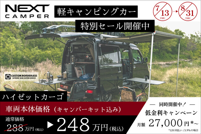【期間限定】軽キャンピングカーキット「ネクストキャンパー」搭載ハイゼットカーゴ 特別価格セール実施中！